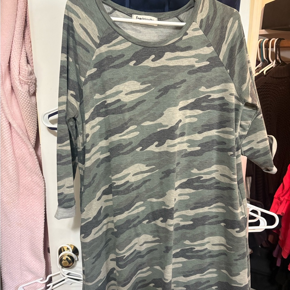 Impressions Green Camouflage Top